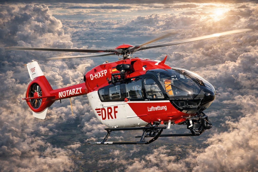 Luftfahrtkennzeichnung und Beschriftung für Rettungshubschrauber